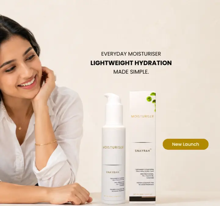 Premium Skincare & Gift Sets SNAYRAH Face & Body Moisturiser with lightweight everyday hydration message